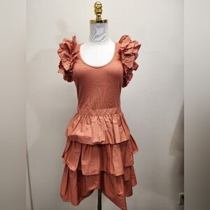 Ulla Johnson Hanna Asymmetrical Dress Coral Pink, Size 4